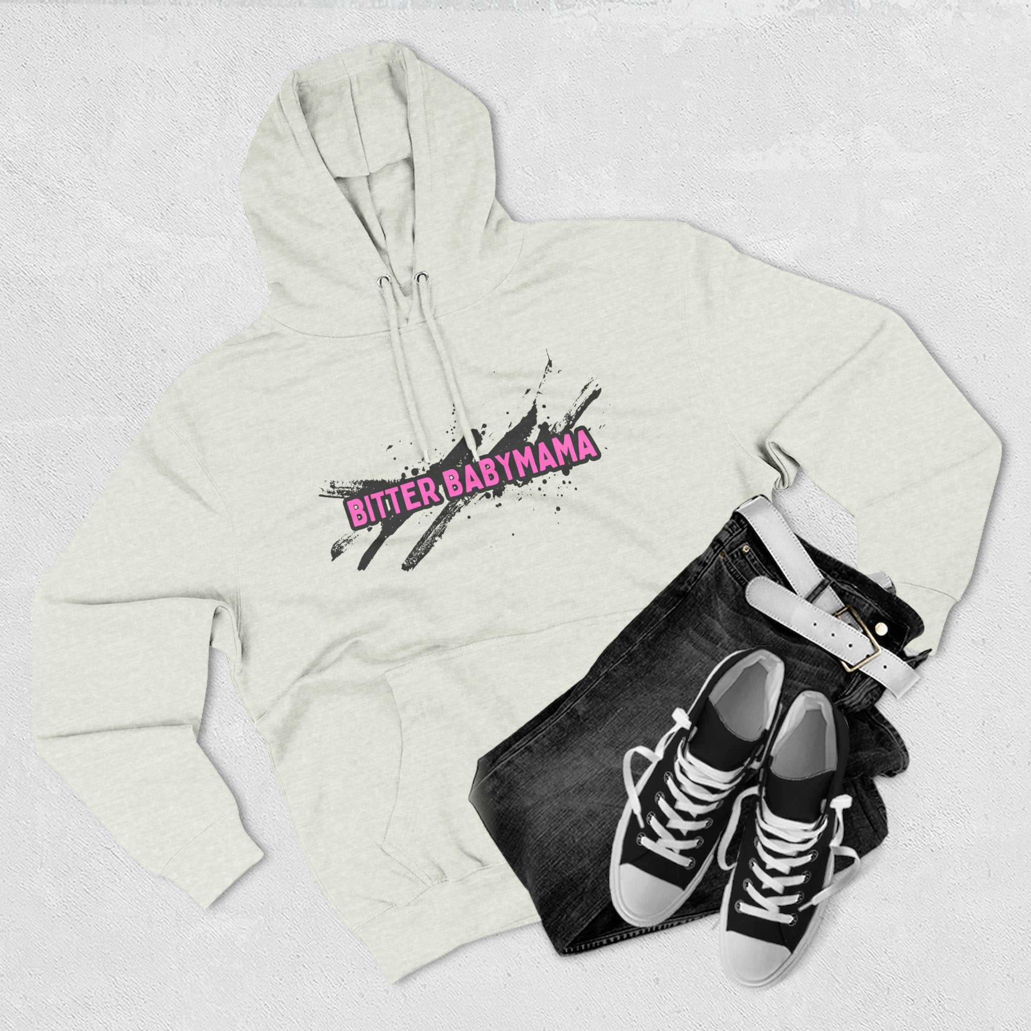 Limited Edition Bitter Baby Mama Three-Panel Fleece Hoodie by Rachel Weaver