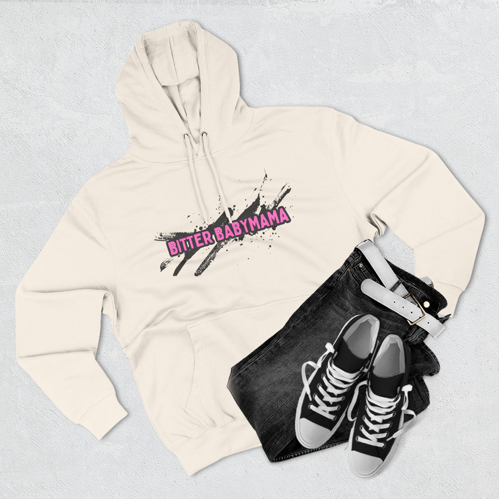 Limited Edition Bitter Baby Mama Three-Panel Fleece Hoodie by Rachel Weaver